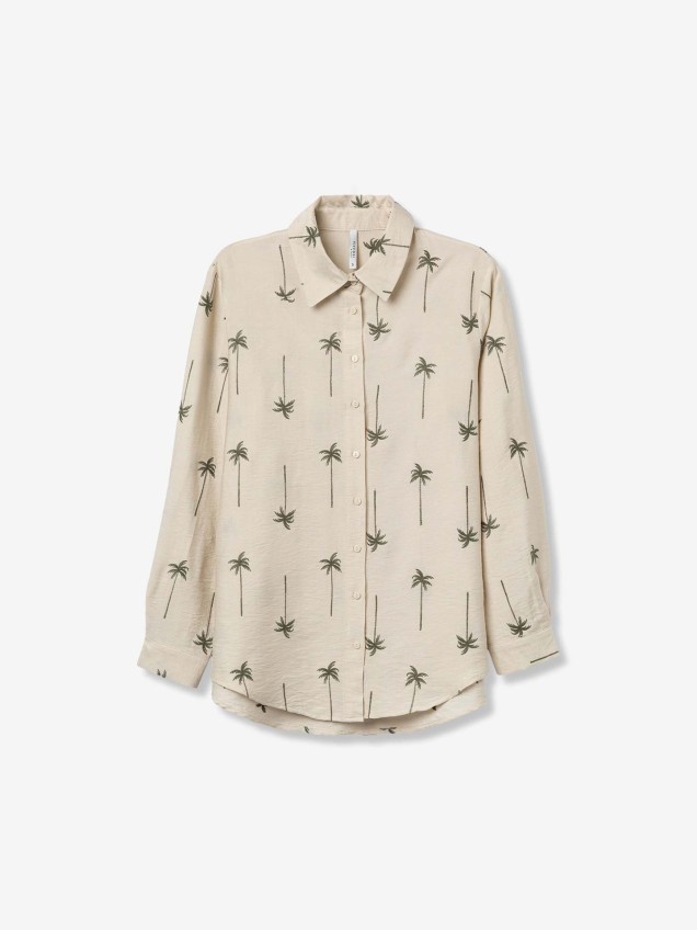 Camisa com Padrão de Palmeiras