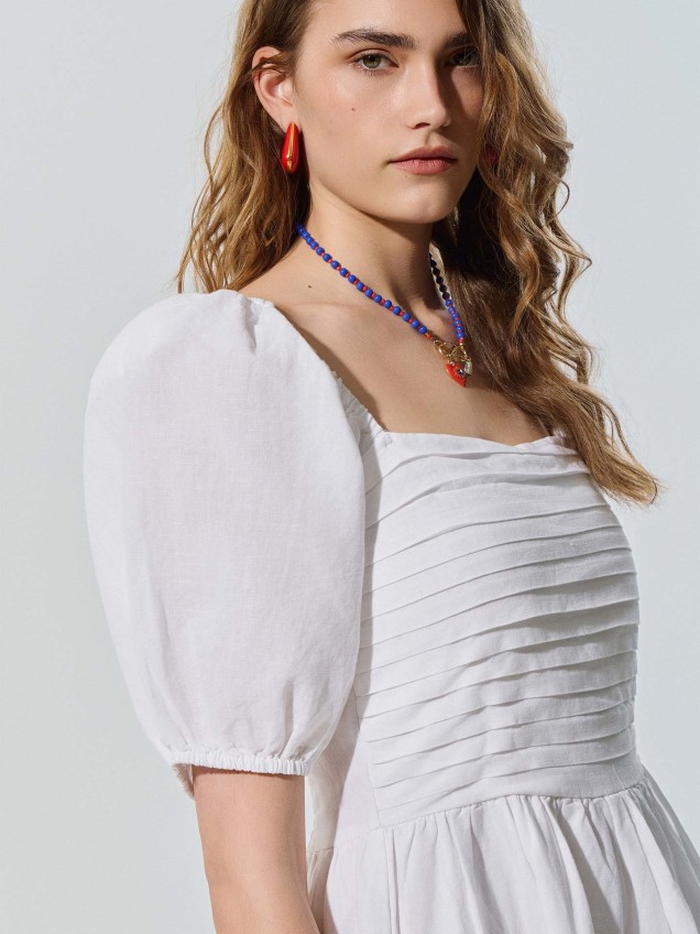 Vestido Midi com Decote Quadrado
