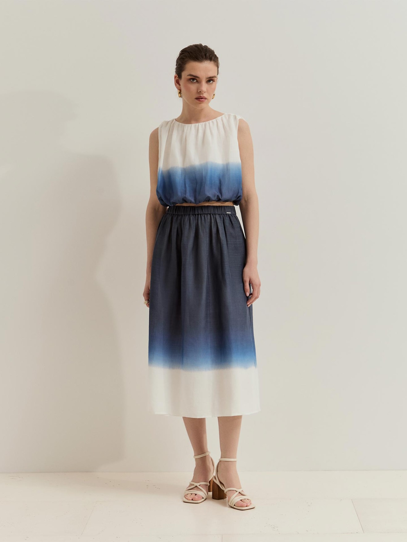 Saia Midi com Efeito Tie-dye