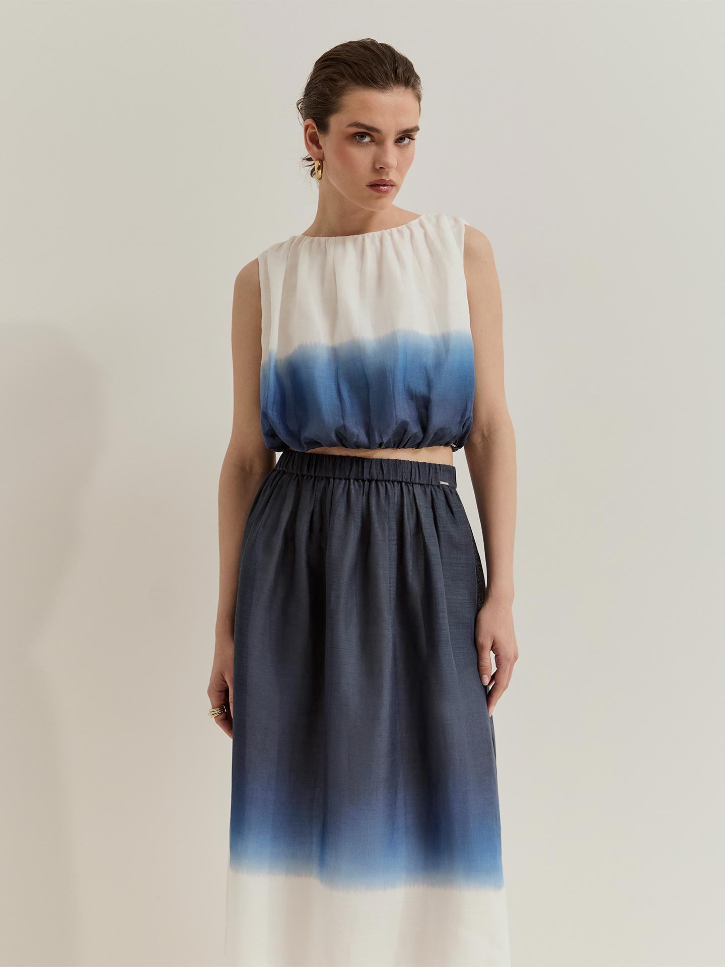 Saia Midi com Efeito Tie-dye