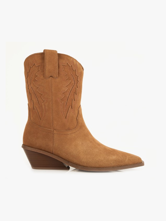Botins Estilo Cowboy de Pele