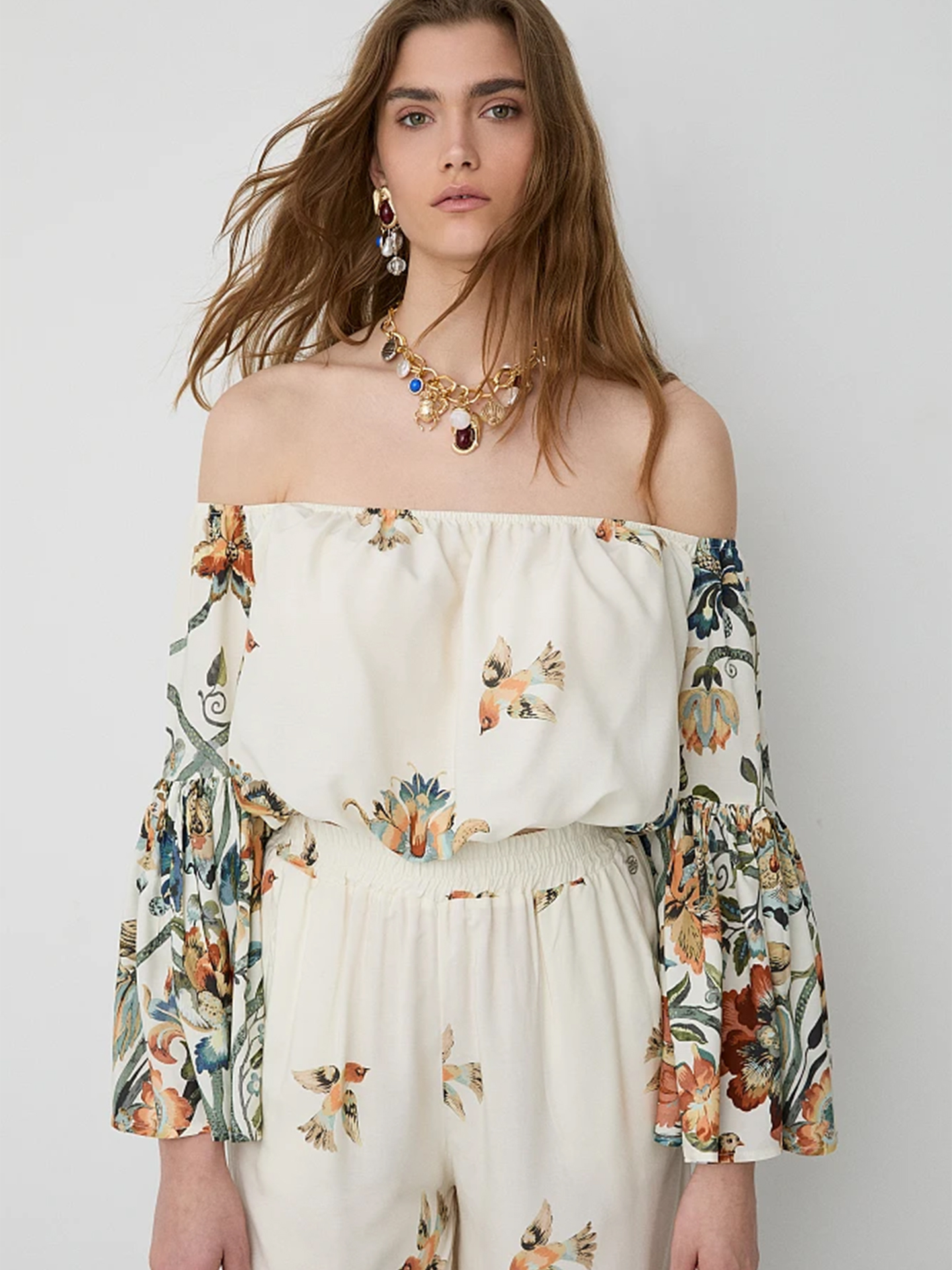 Top Cropped Estampado Floral