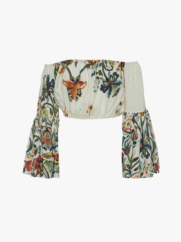 Top Cropped Estampado Floral