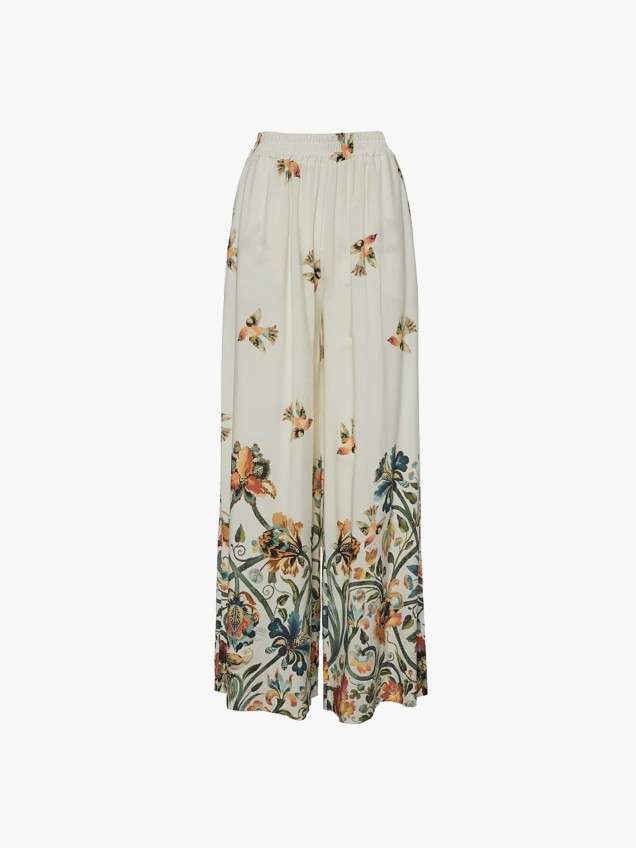 Calça Fluida de Perna Larga com Padrão
