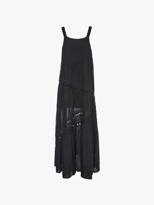 Vestido Comprido com Detalhes Perfurados