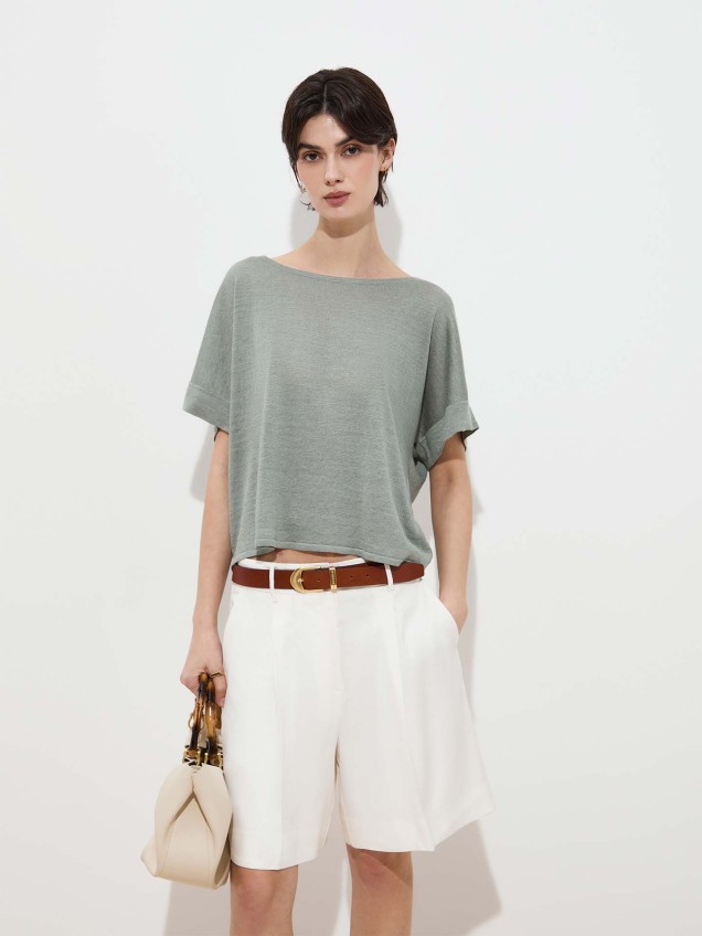 T-shirt com Ombros Desca�dos