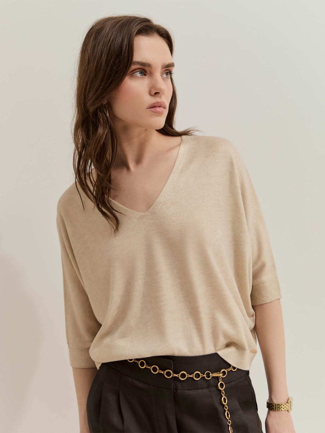 Camisola de Malha com Acabamento Metalizado
