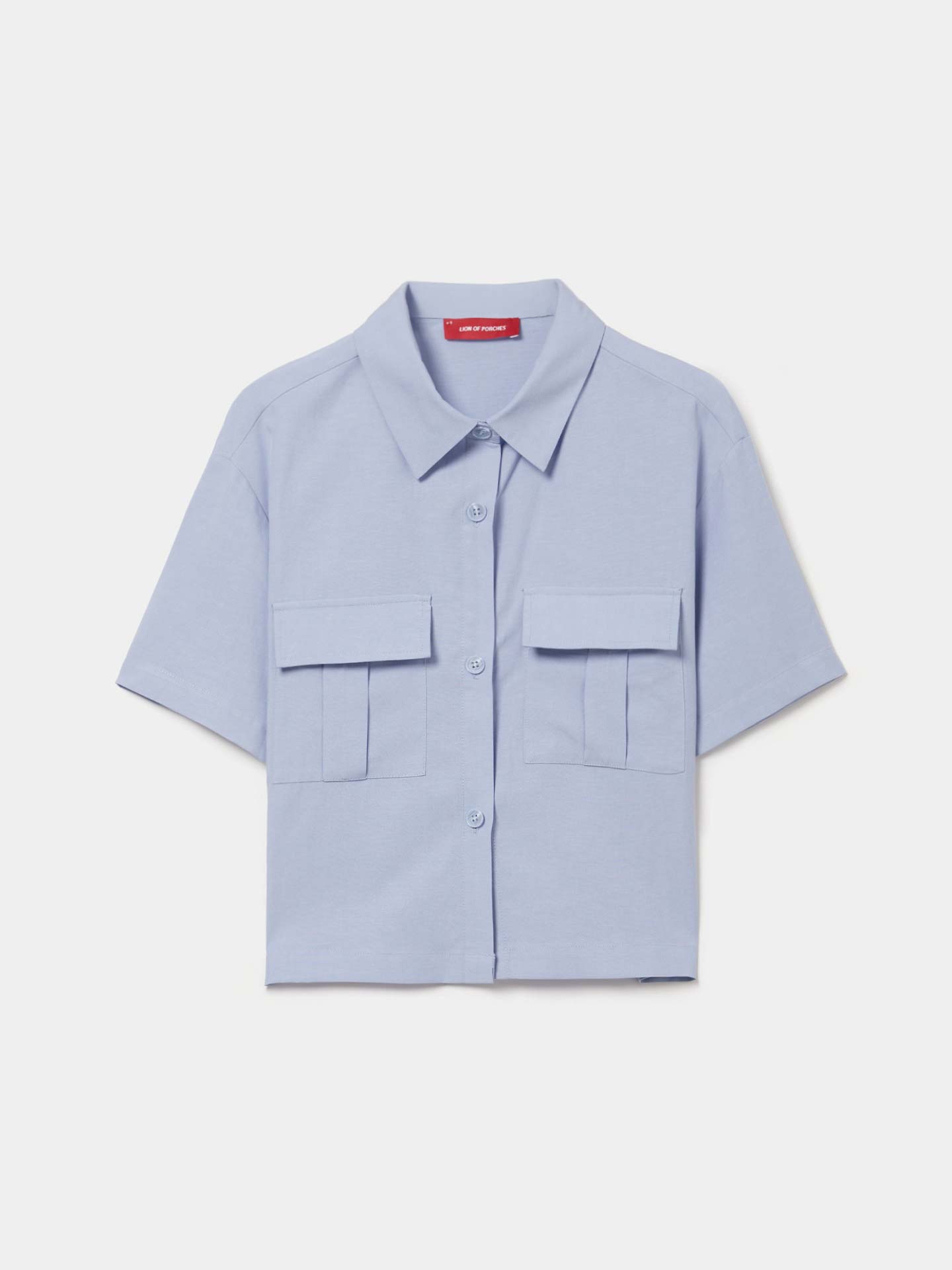 Camisa Cropped com Bolsos de Chapa