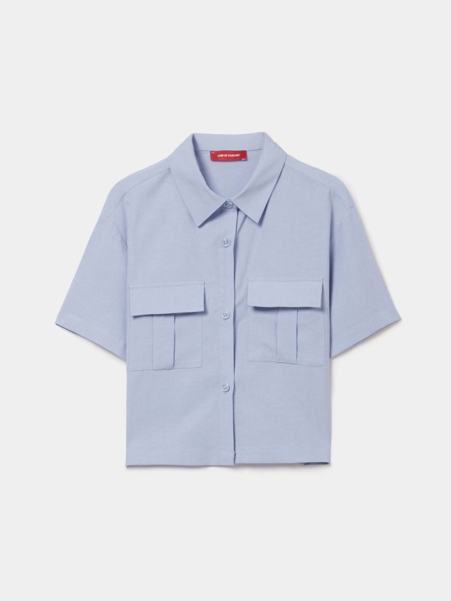 Camisa Cropped com Bolsos de Chapa