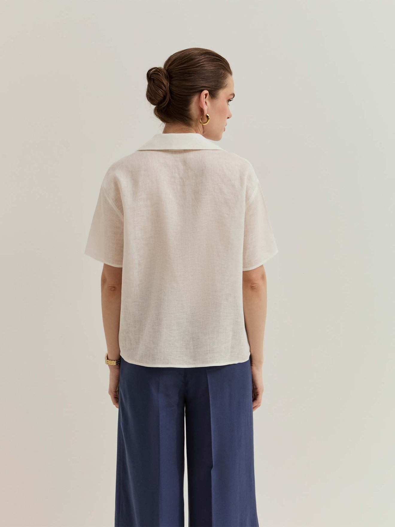 Camisa em Linho com Padr�o Floral