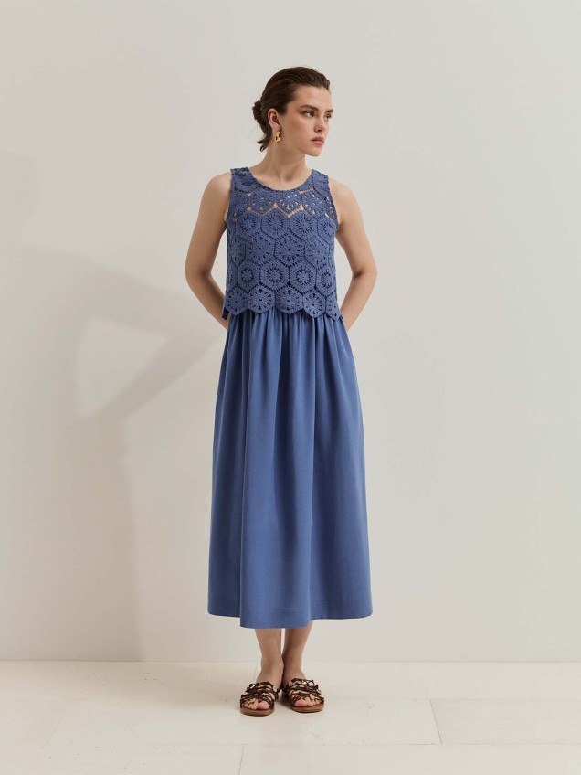 Vestido com Top de Crochet