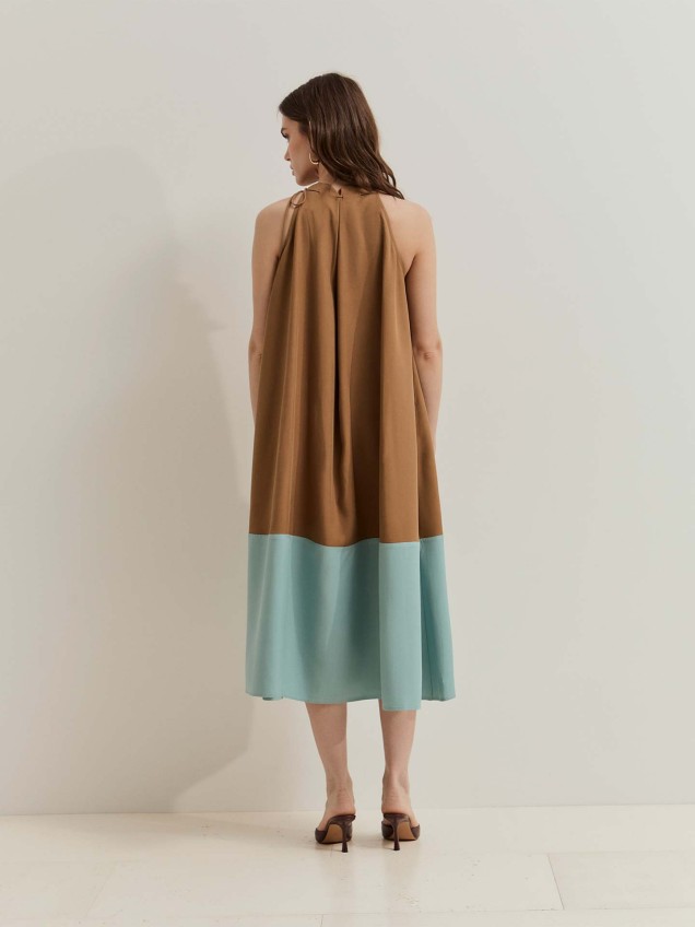 Vestido Comprido Bicolor