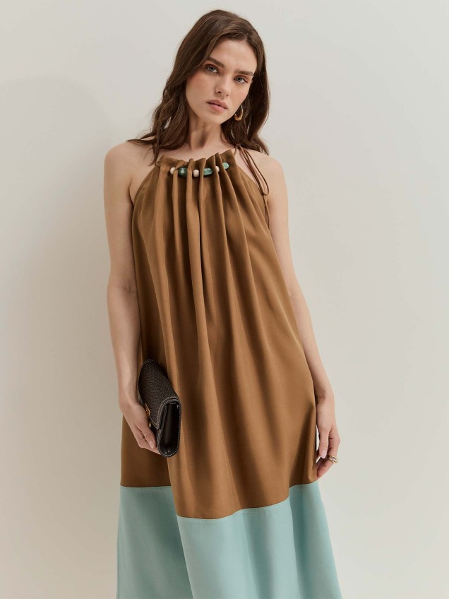 Vestido Comprido Bicolor