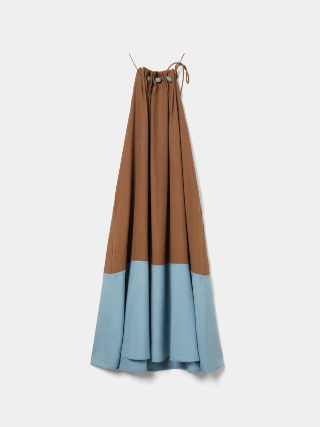 Vestido Comprido Bicolor