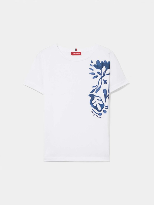 T-shirt com Aplicação Floral