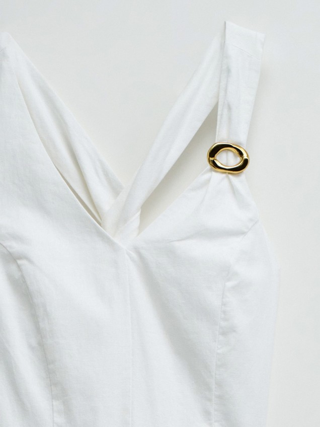 Vestido Midi com Decote em V