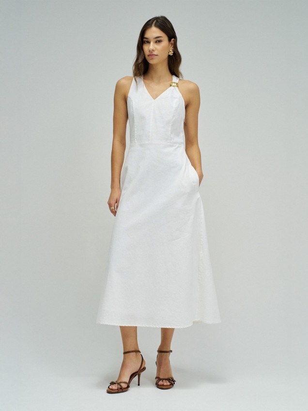 Vestido Midi com Decote em V