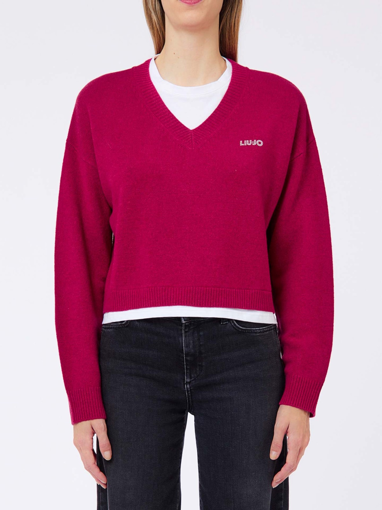 Camisola de Malha com Decote em Bico