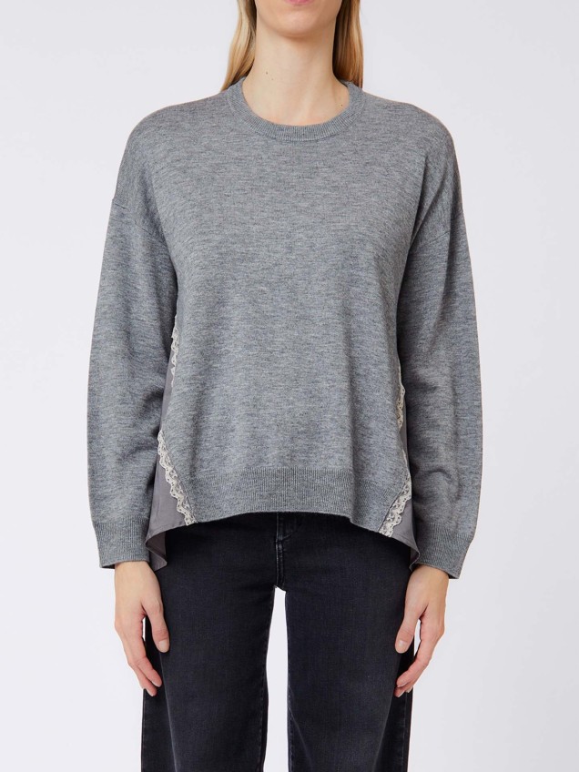 Camisola com Inserções de Cetim