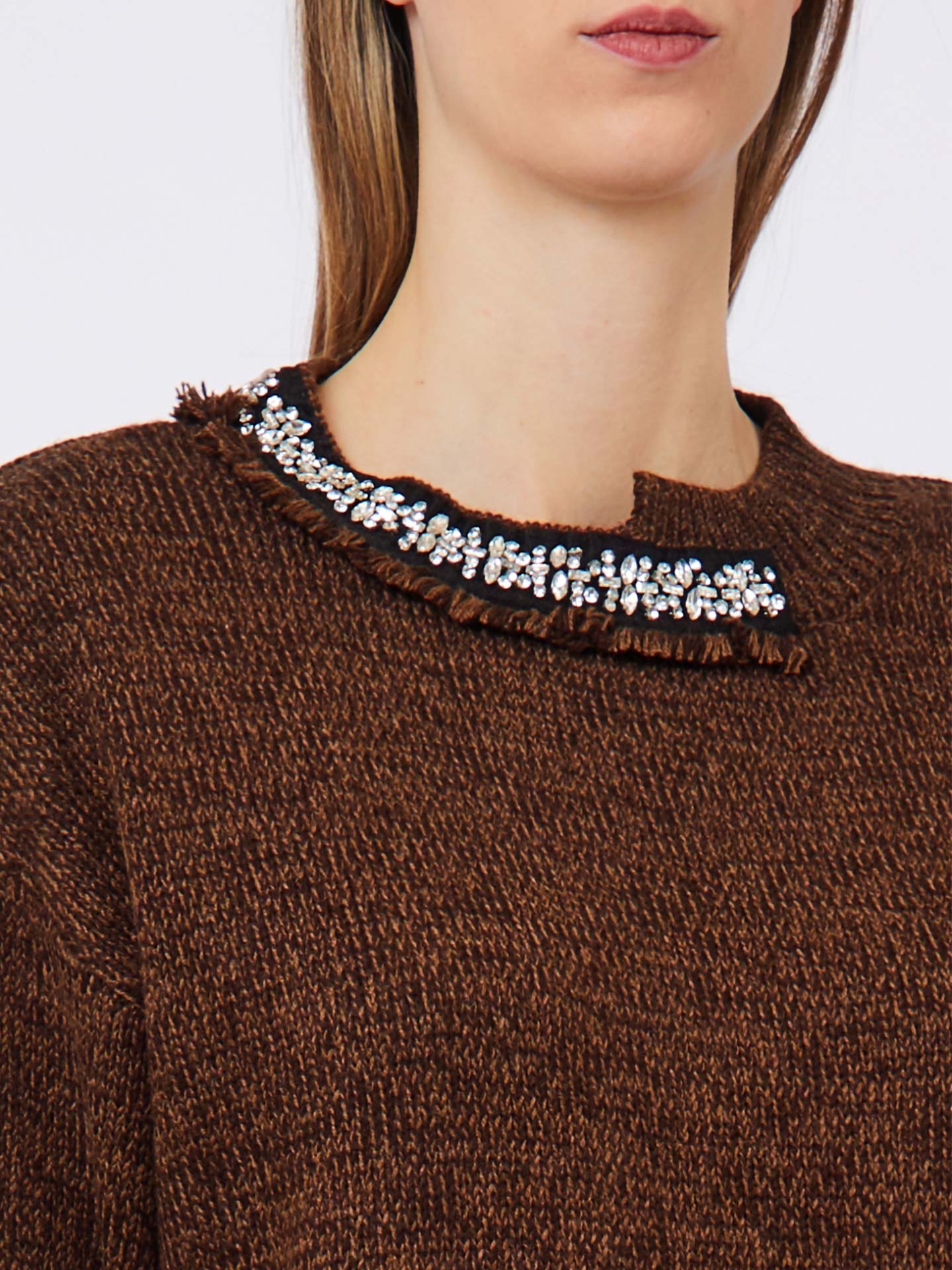 Camisola de Malha com Aplicações de Cristais