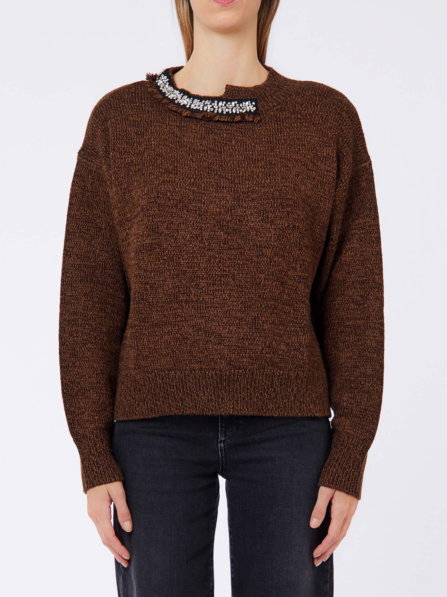 Camisola de Malha com Aplicações de Cristais