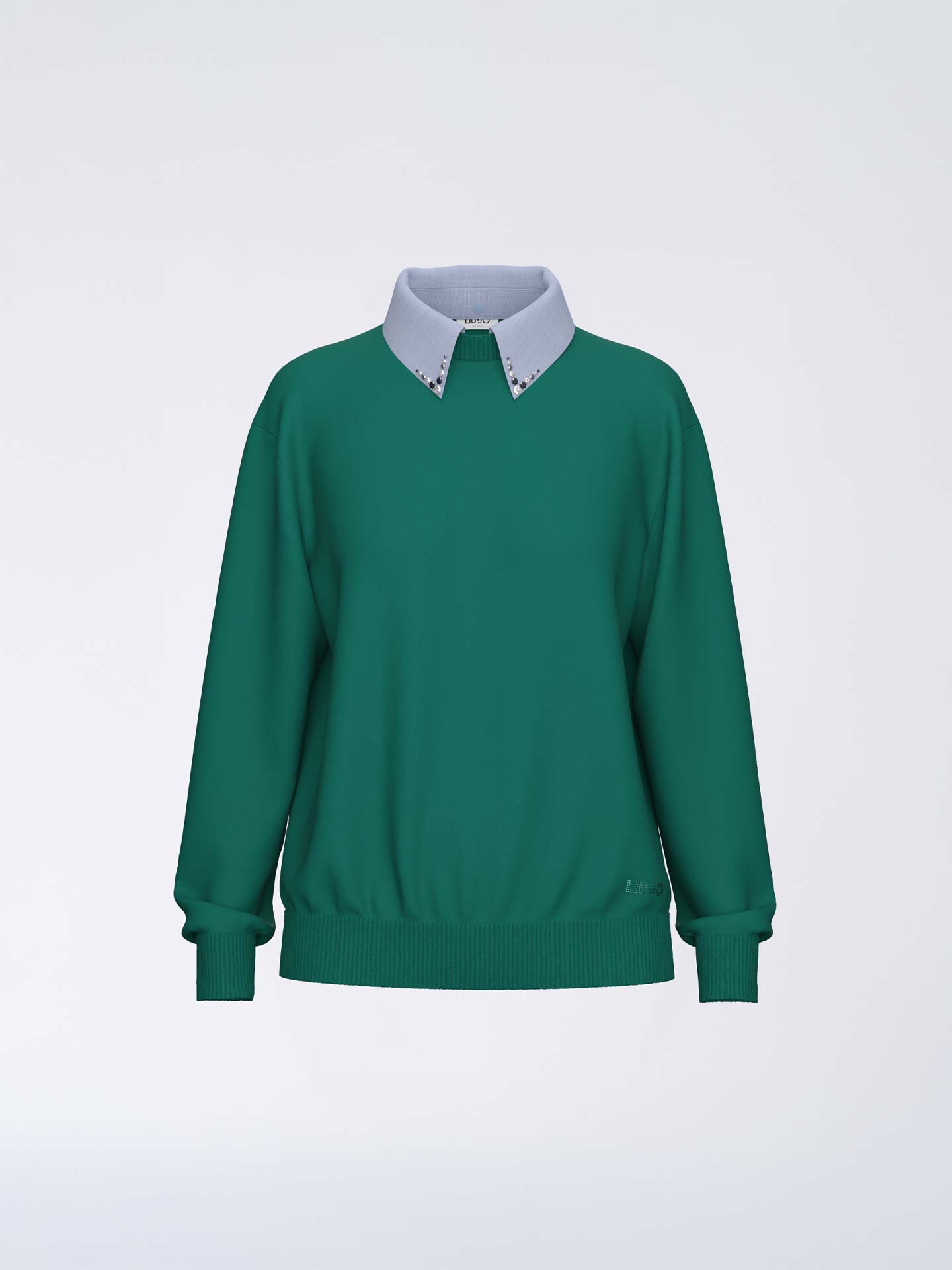 Camisola de Malha com Gola de Popelina