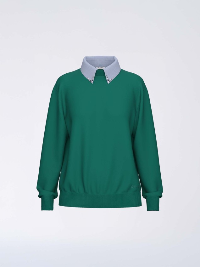 Camisola de Malha com Gola de Popelina
