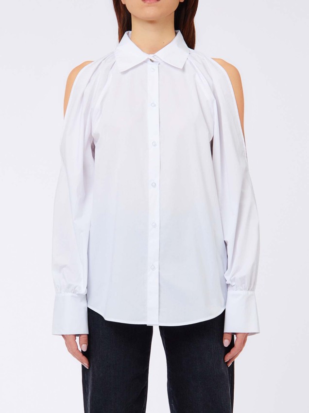 Camisa em Algod�o com Ombros Descobertos