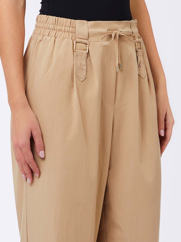 Calças Wide Leg com Cintura Elástica