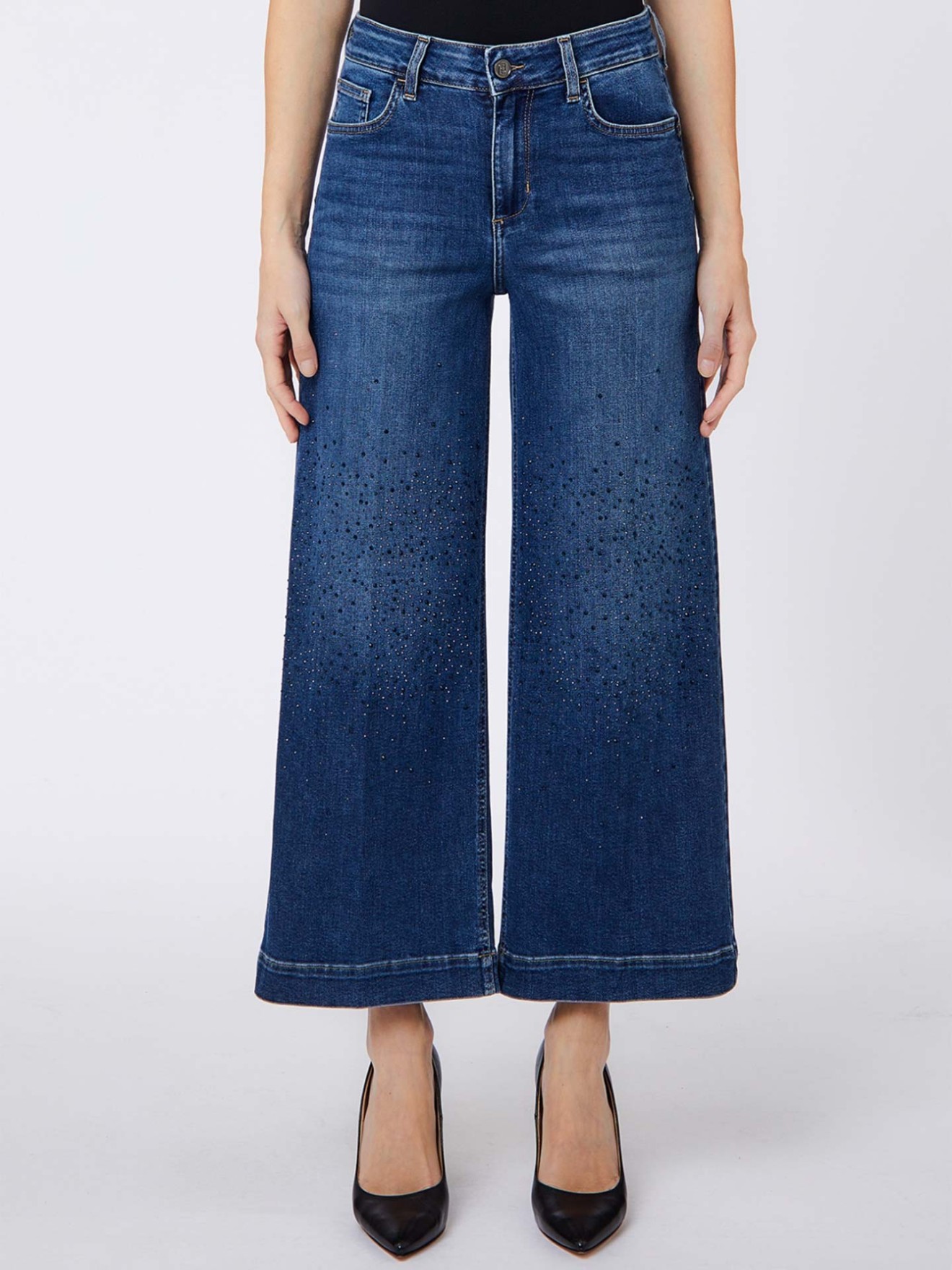 Calças de Ganga Wide Leg Cropped