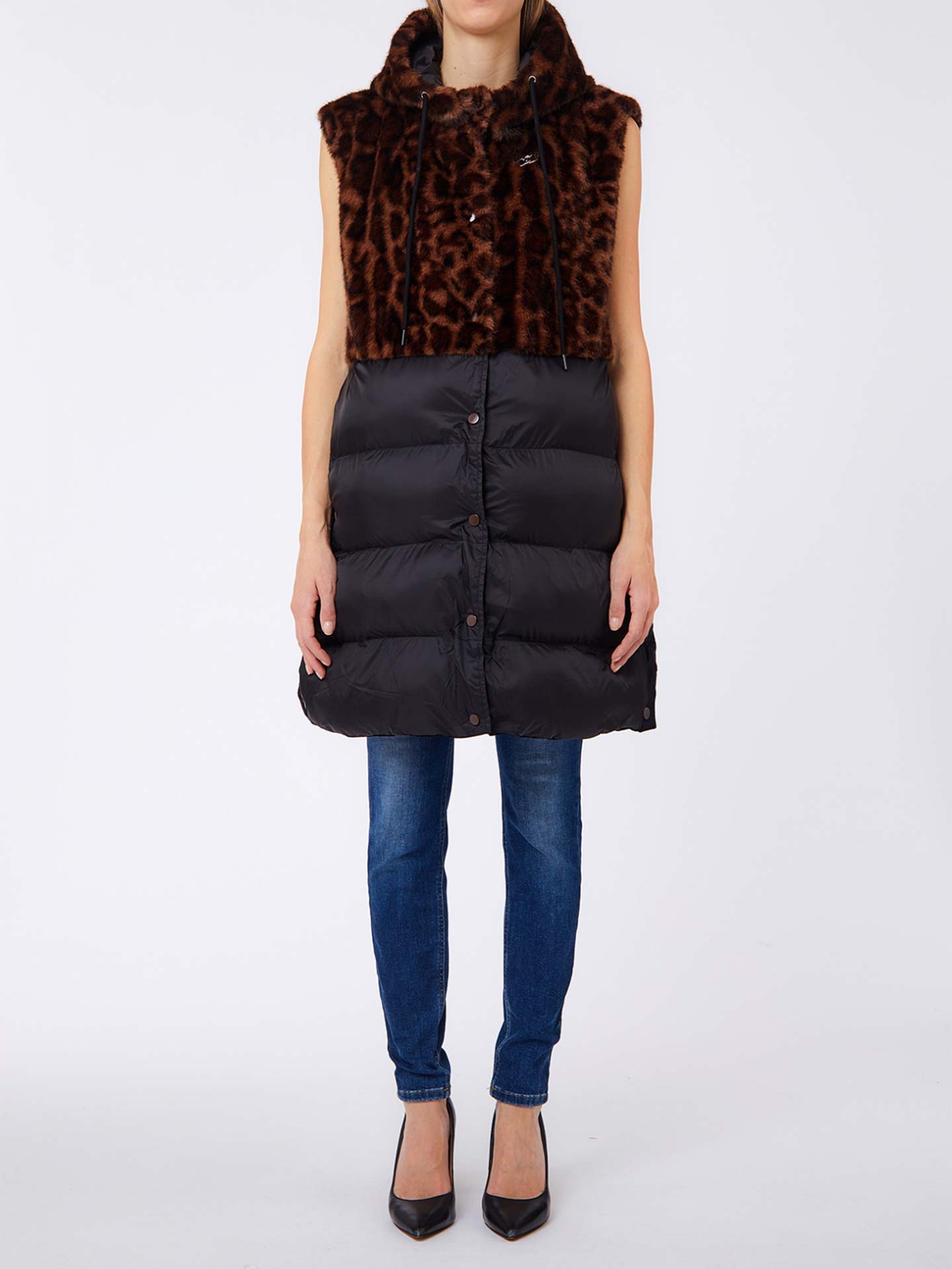 Colete Comprido com Capuz Animal Print