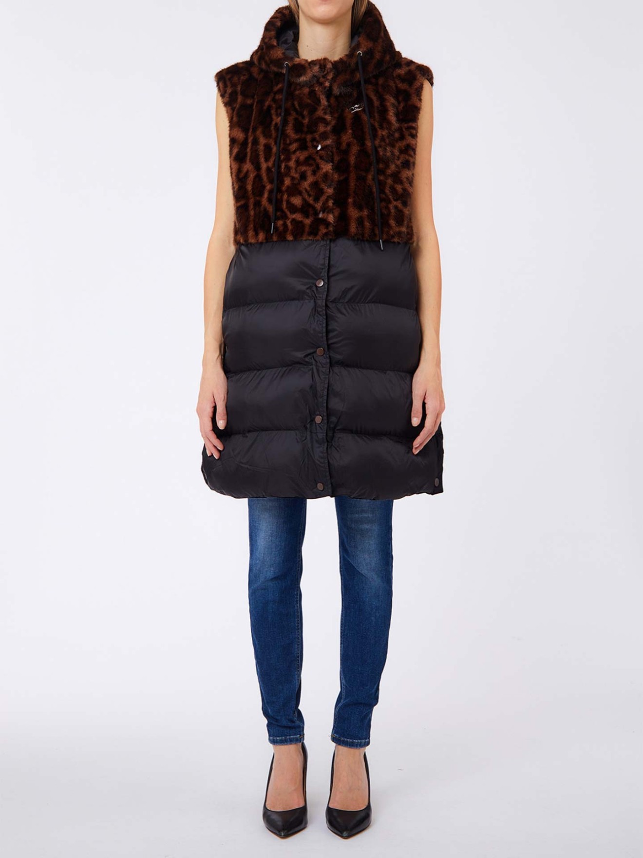 Colete Comprido com Capuz Animal Print