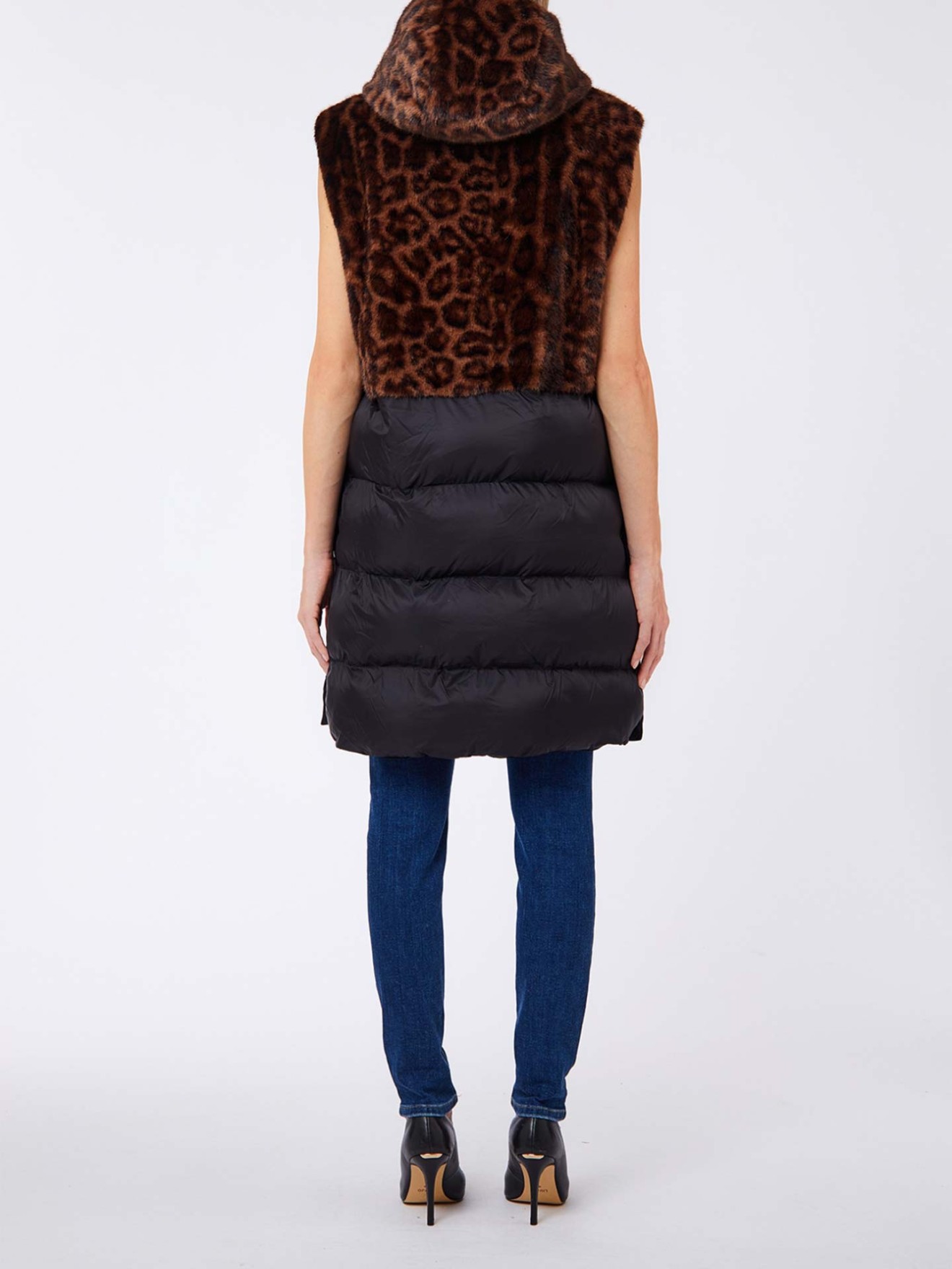 Colete Comprido com Capuz Animal Print