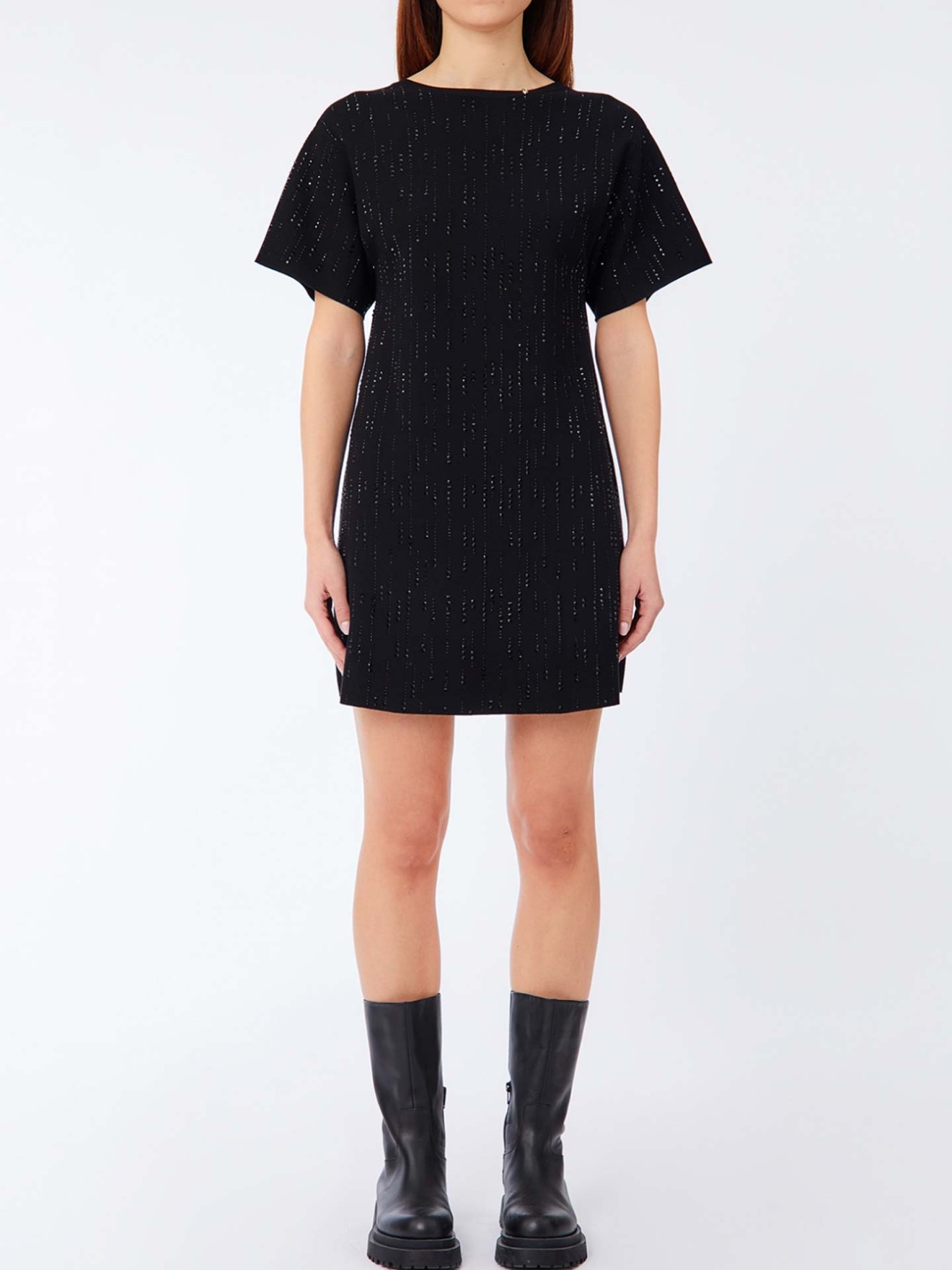 Vestido de Malha com Strass
