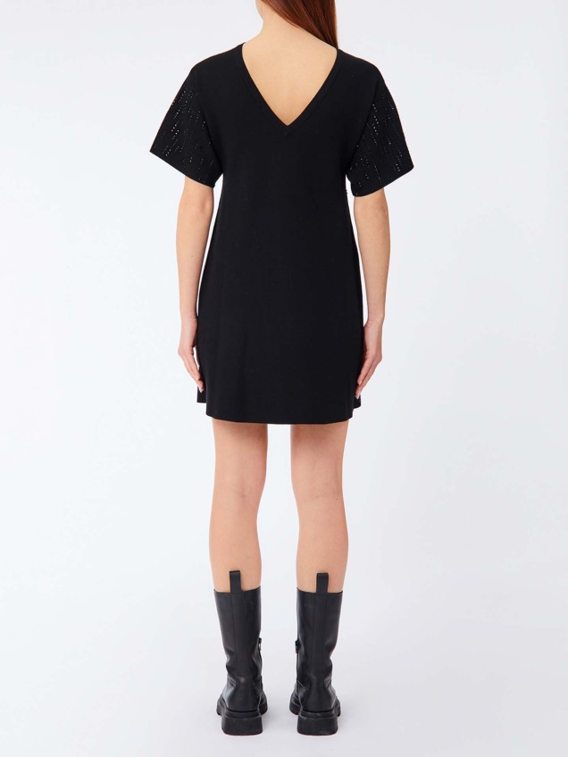 Vestido de Malha com Strass