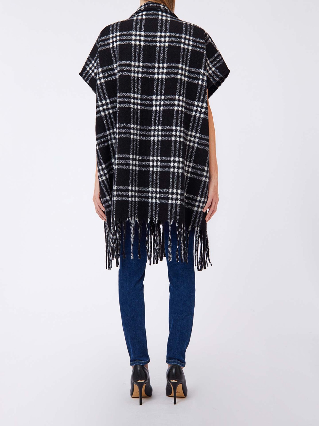 Poncho Comprido em Jacquard