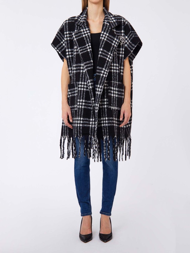 Poncho Comprido em Jacquard