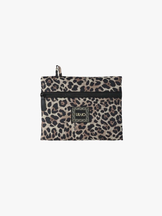 Capa com Capuz e Padrão Animal Print