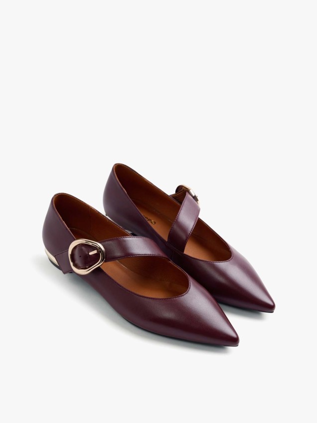 Sapatos de Bico Fino em Pele