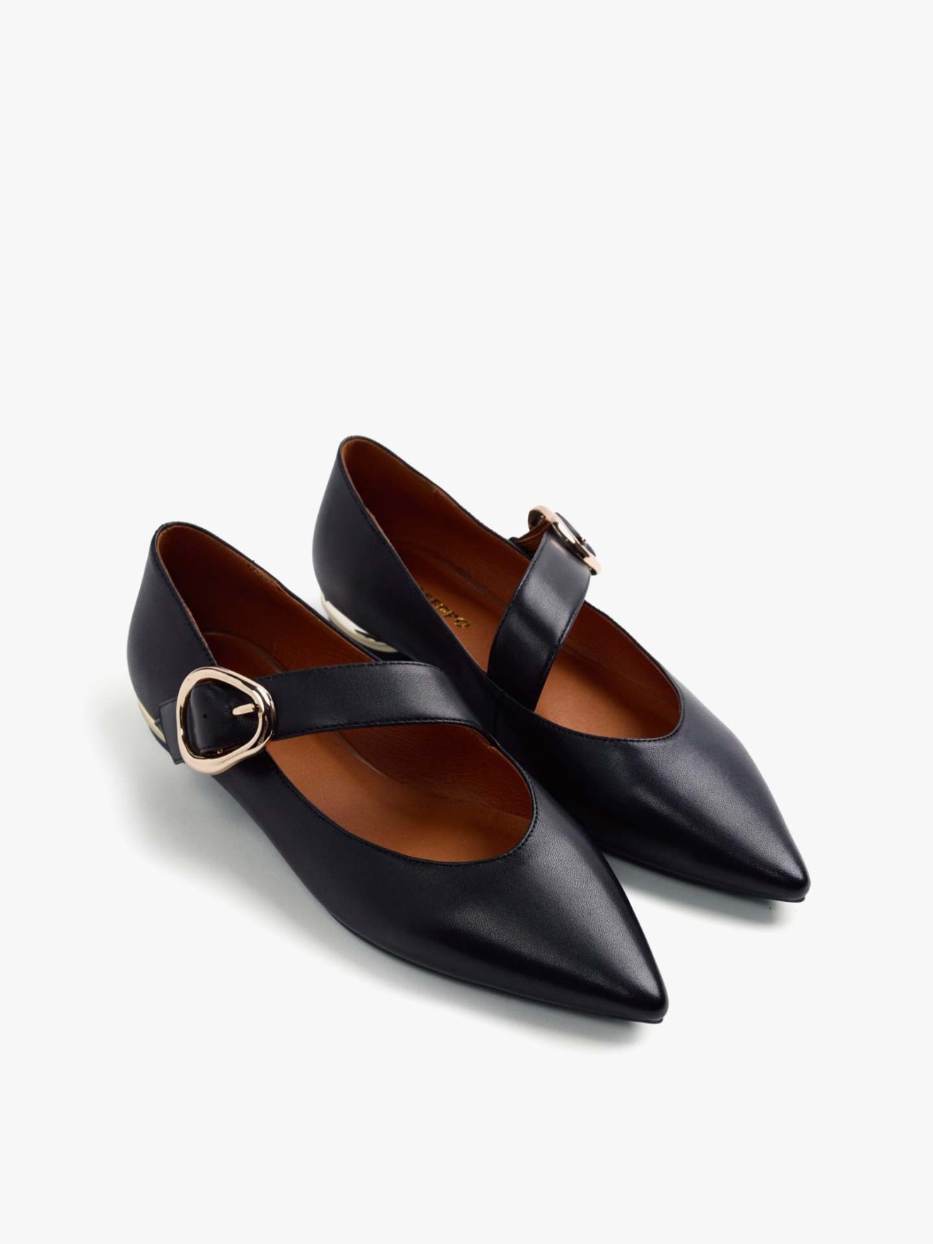 Sapatos de Bico Fino em Pele