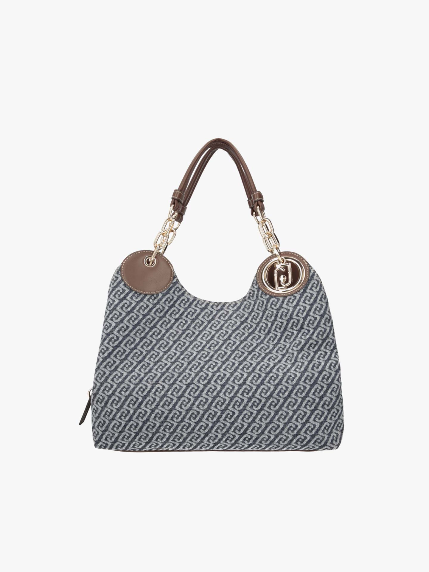 Mala Satchel Média com Efeito Denim