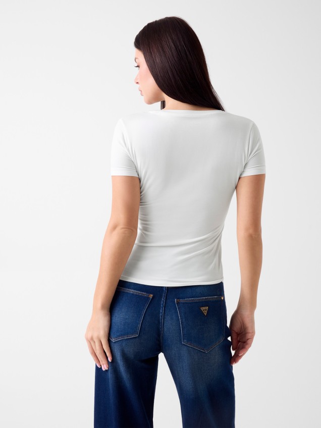 T-shirt Slim Fit com Logo de Strass