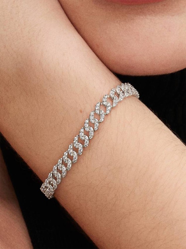 Pulseira de Corrente Cubana Pavé