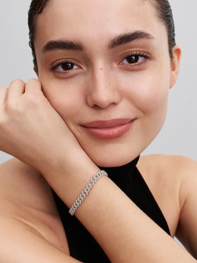 Pulseira de Corrente Cubana Pav�