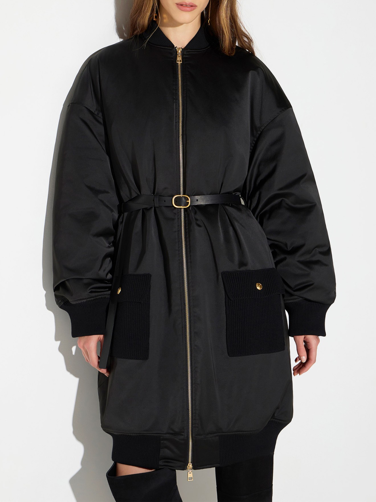 Parka Comprida Oversize com Cinto