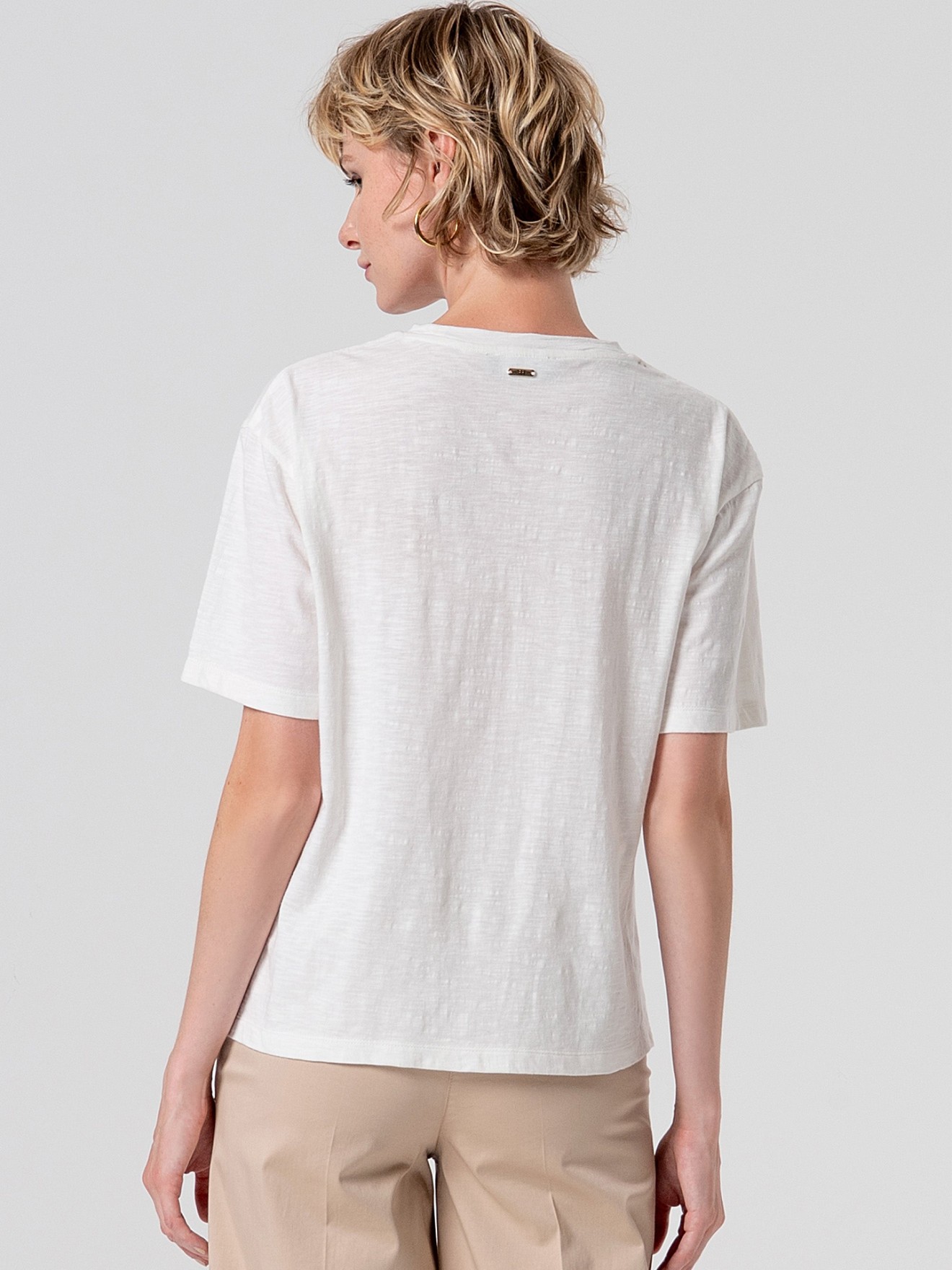 T-shirt com Riscas de Lantejoulas