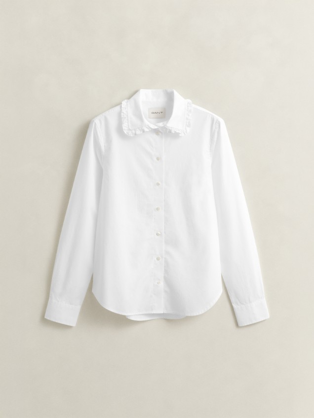 Camisa com Gola de Folhos