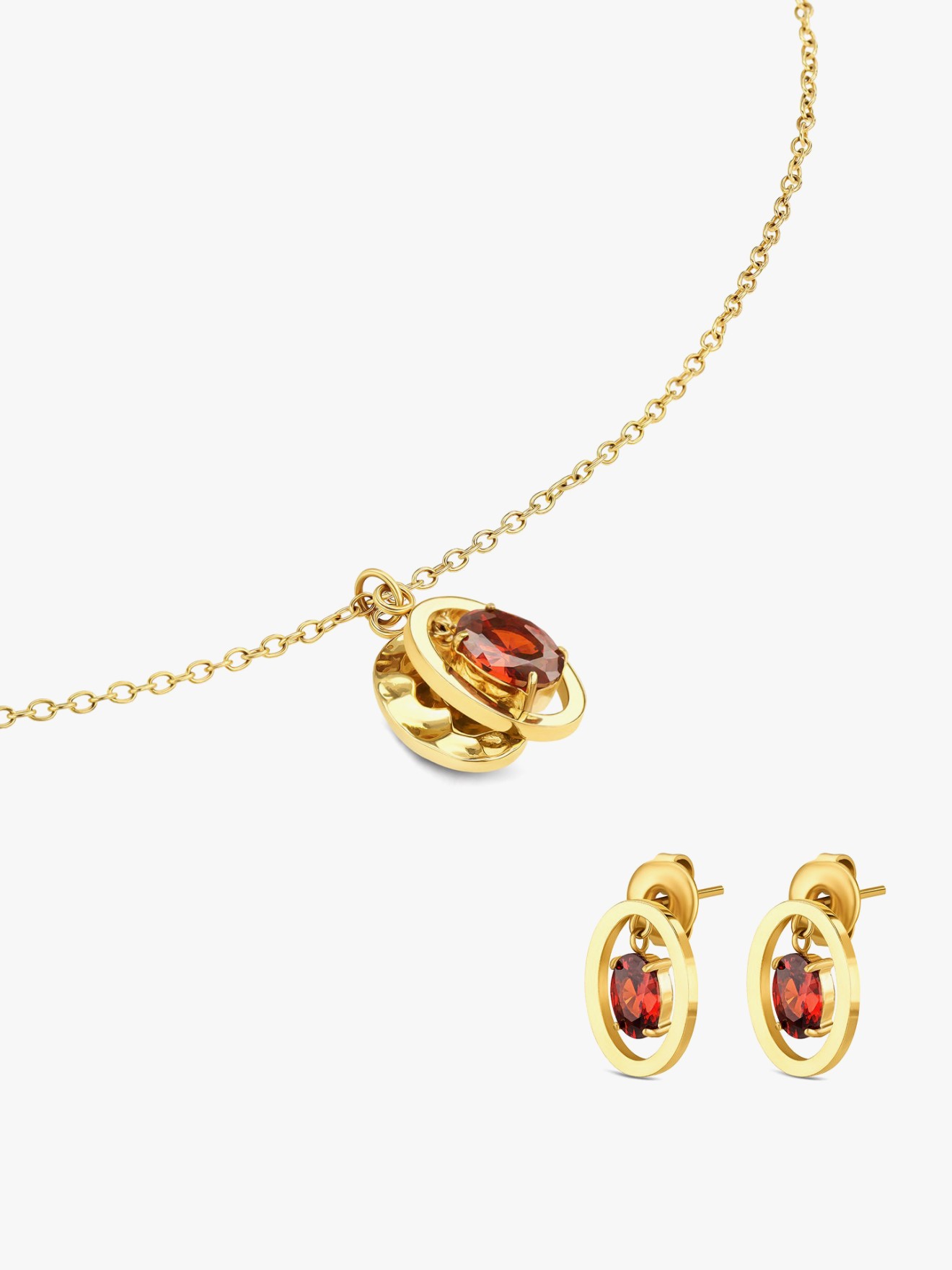 Set Colar & Brincos Birthstone Janeiro