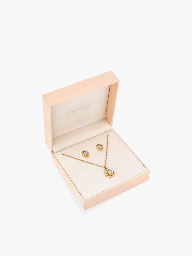Set Colar & Brincos Birthstone Mar�o