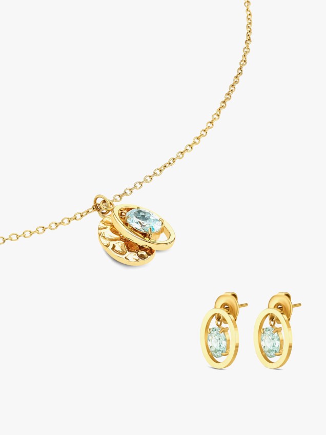 Set Colar & Brincos Birthstone Março